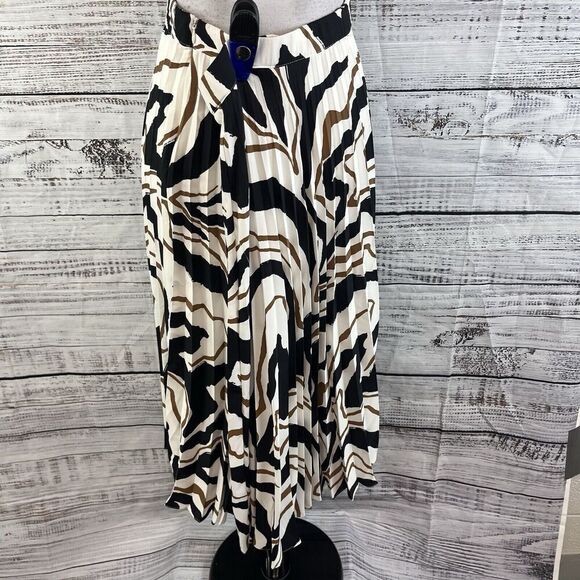 Chico's Skirt size 14 16 3 Black Brown Pleated Midi Sheer Modest Career Church - Picture 8 of 9